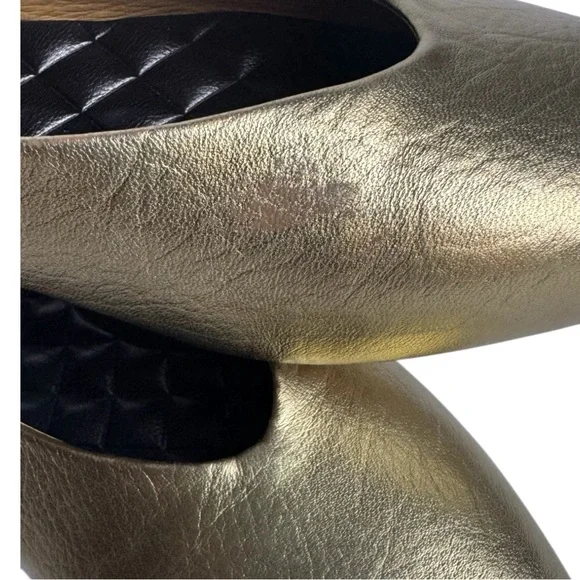 Birdies The Crane Gold Leather Flats Size 6 - Picture 6 of 9